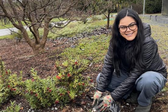 2025 Santa Rosa Garden Club Scholarship Recipient Daisy Tenorio in the garden