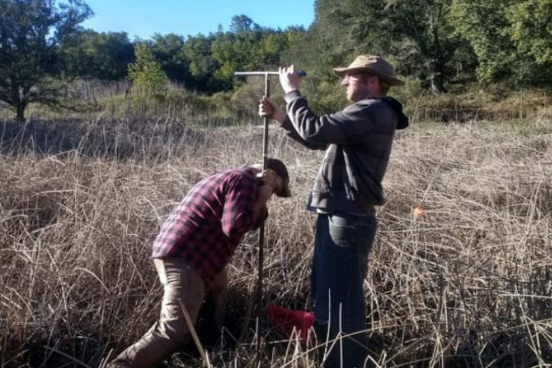 Students taking soil samples