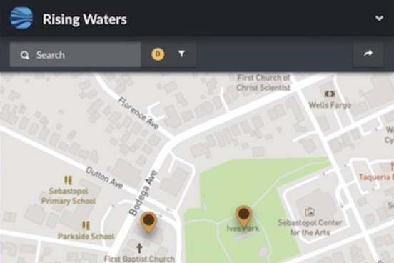 map with title Rising Waters