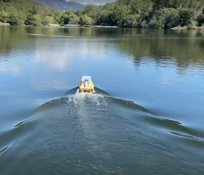 Unmanned boat on the Russian River
