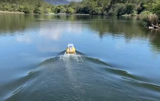 Unmanned boat on the Russian River