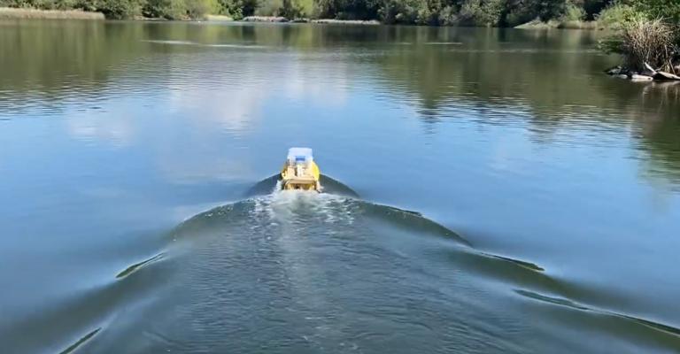 Unmanned boat on the Russian River