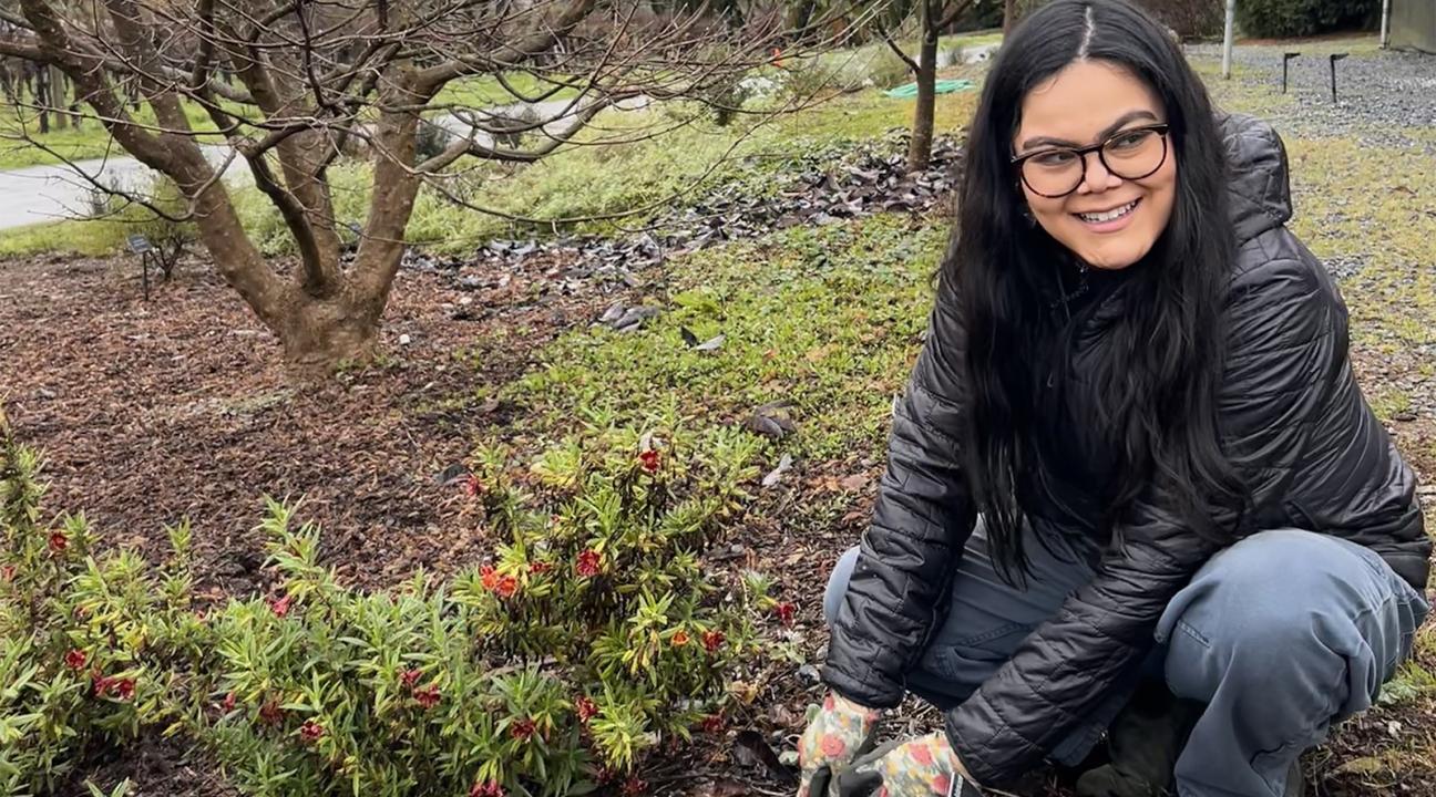2025 Santa Rosa Garden Club Scholarship Recipient Daisy Tenorio in the garden