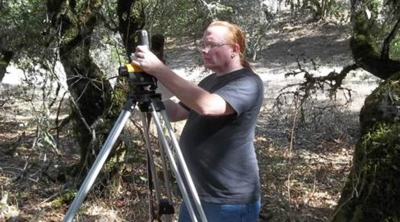 Student using an auto level