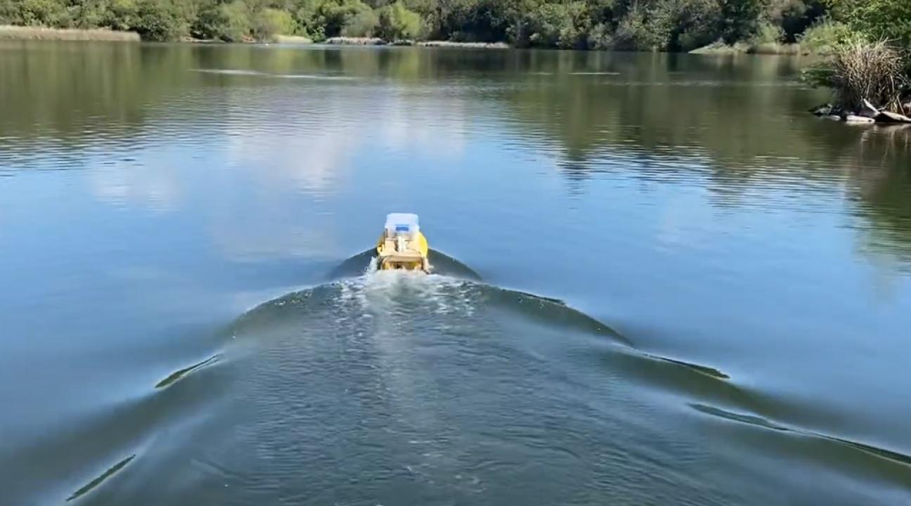 Unmanned boat on the Russian River