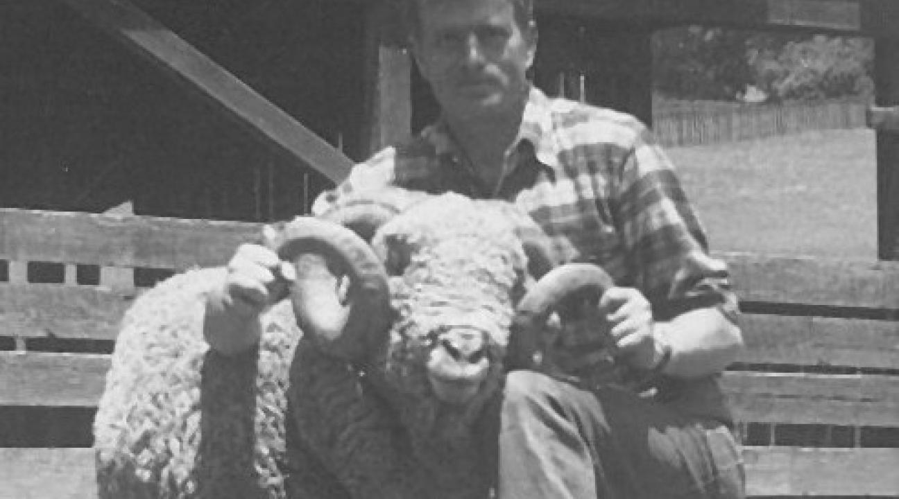 Fred Galbreath with a sheep