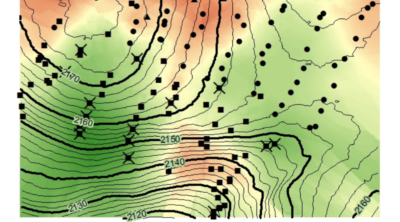 Topographic map of thistle distribution