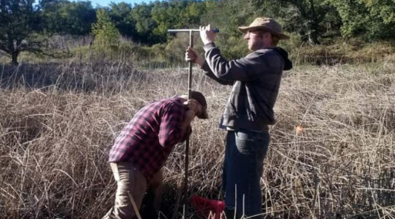 Students taking soil samples