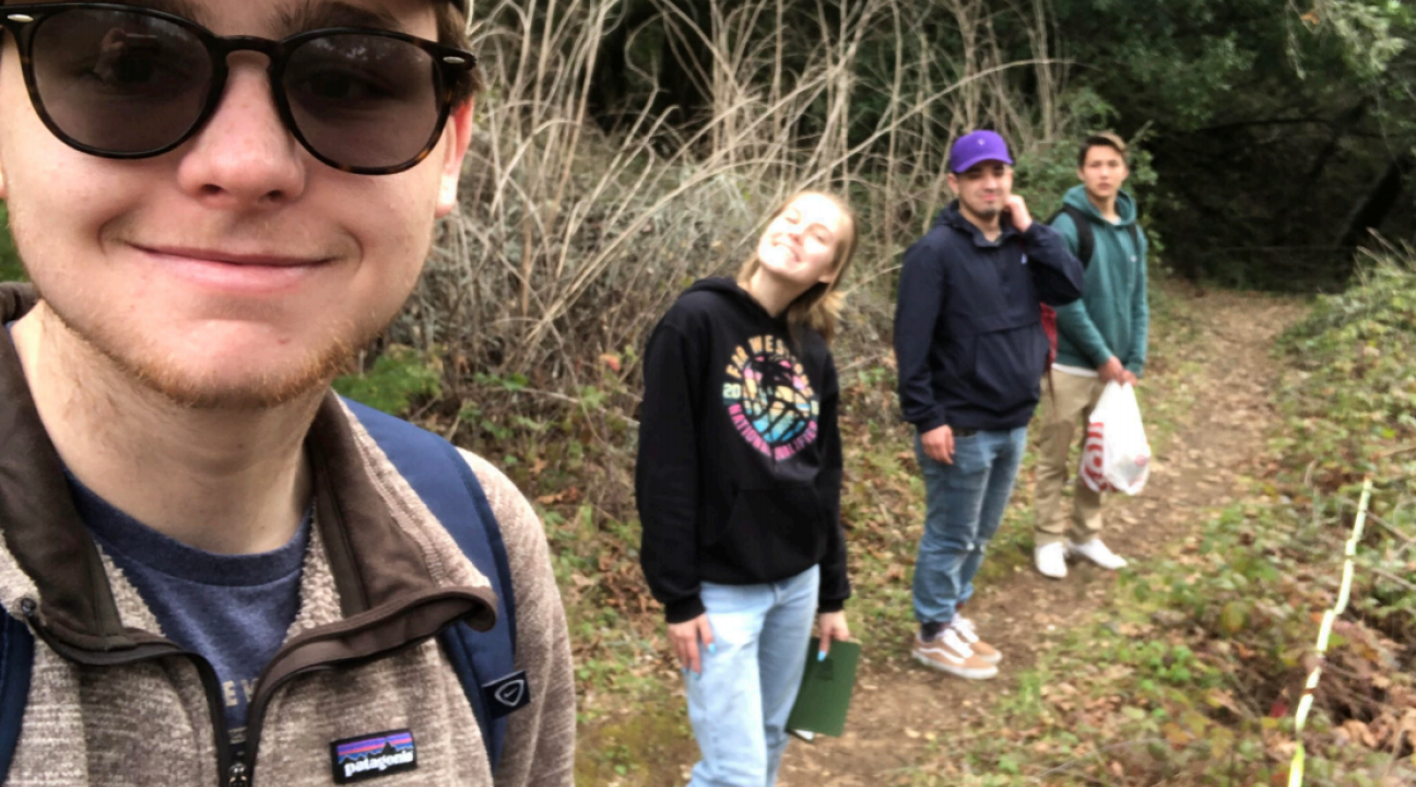 Students on a hiking trail