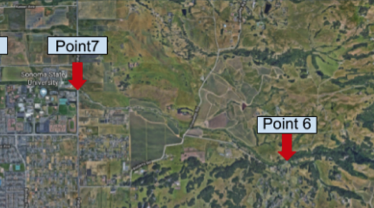 Map of sampling locations along Copeland Creek