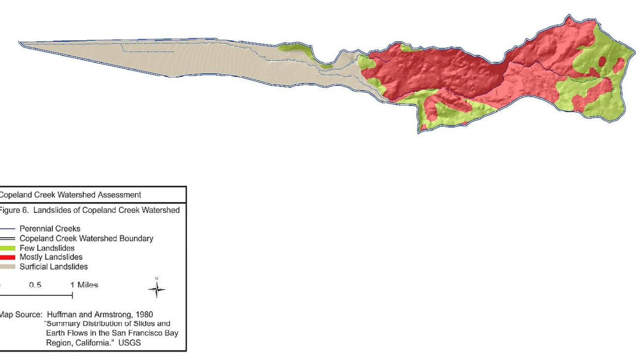 Map of landslides of the Copeland Creek Watershed