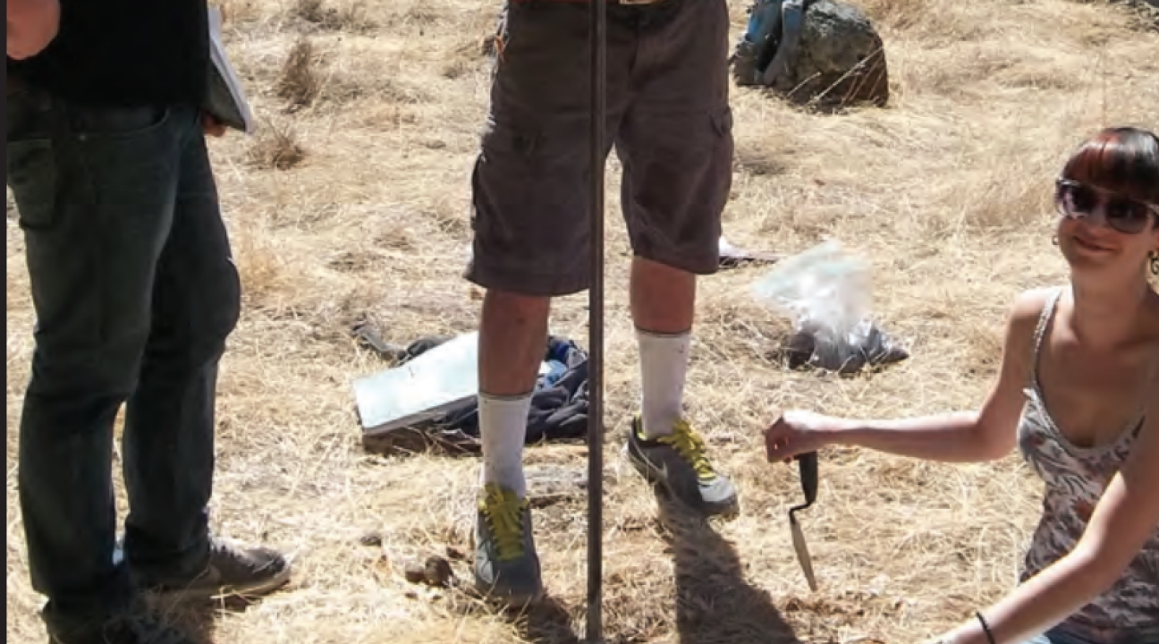 Students taking soil samples at the Preserve