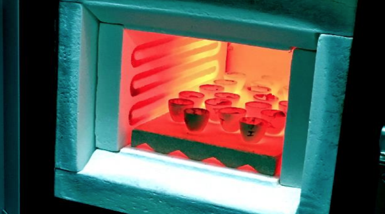 Soil samples being heated in a furnace