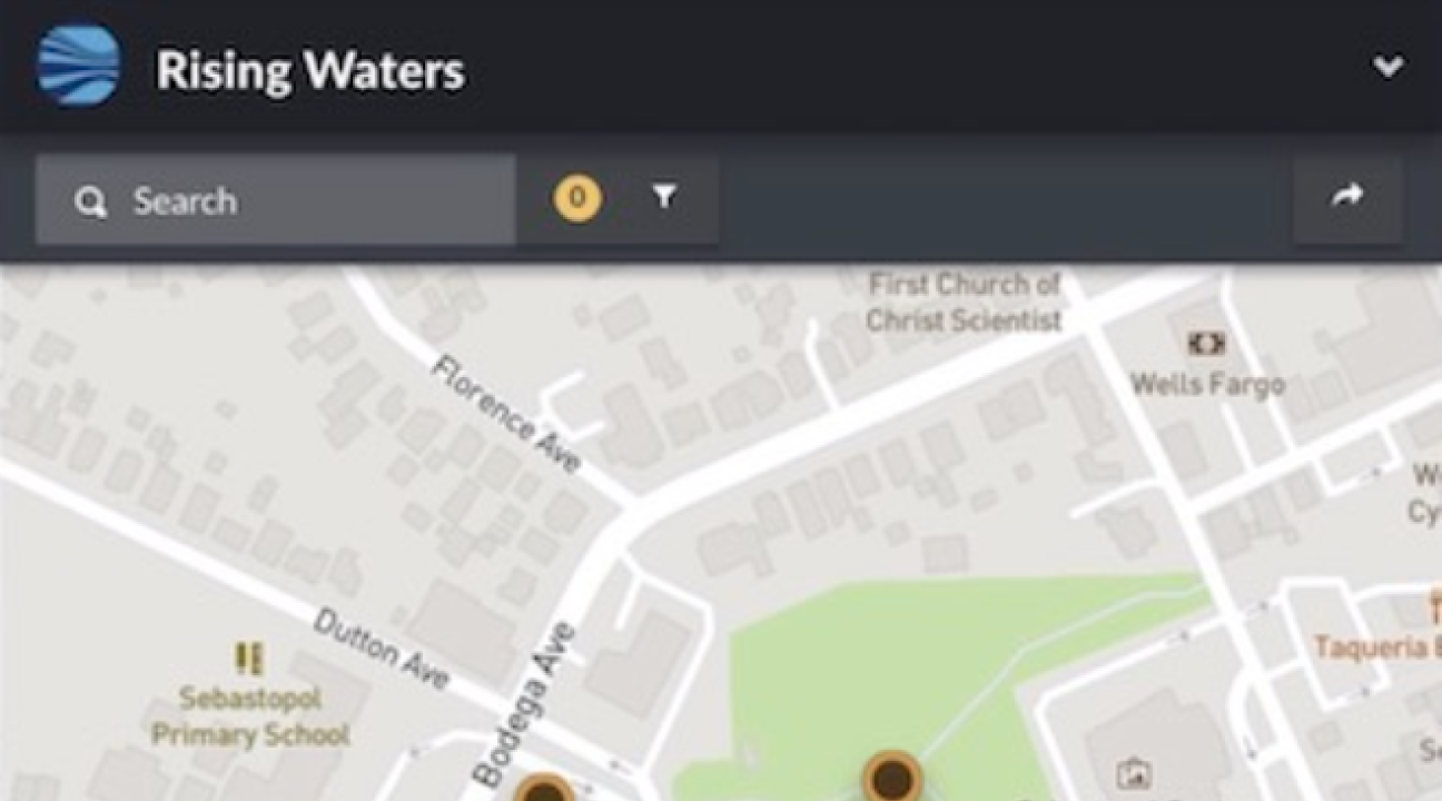 map with title Rising Waters