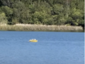 small drone boat on lake