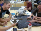 Students analyzing soil samples in a laboratory