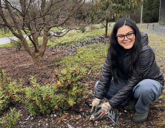 2025 Santa Rosa Garden Club Scholarship Recipient Daisy Tenorio in the garden