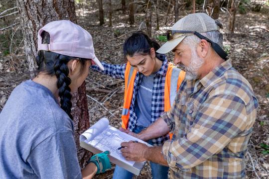 Students working with experts on Galbreath Preserve