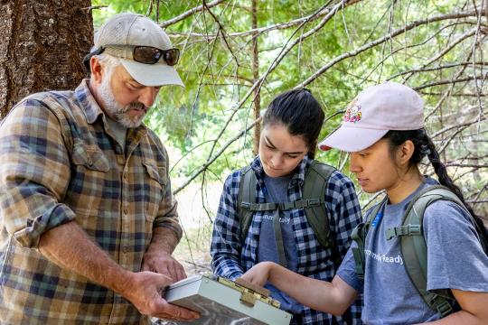 Students working with experts on Galbreath Preserve