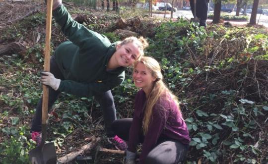 Students working at copeland  creek