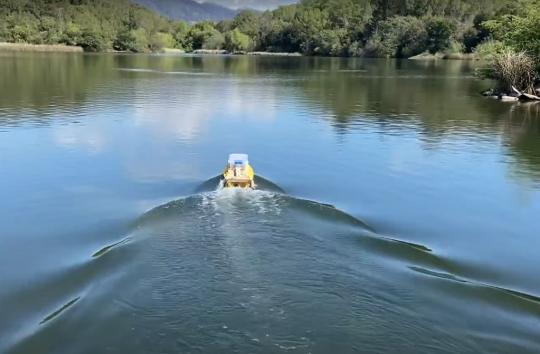 Unmanned boat on the Russian River