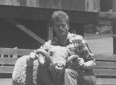 Fred Galbreath with a sheep