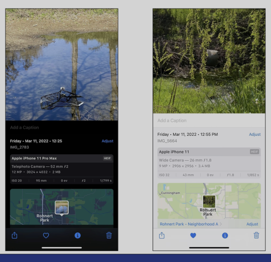 photos with metadata of trash in creeks