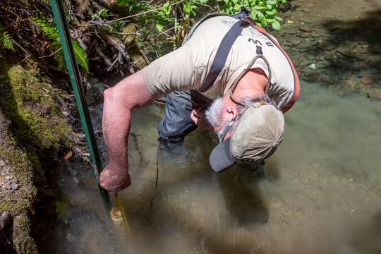 Researcher tests water at Galbreath Preserve