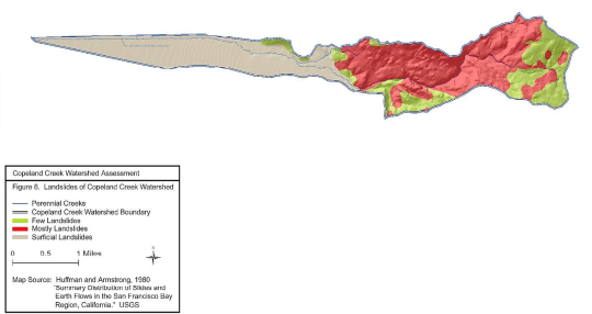 Map of landslides of the Copeland Creek Watershed