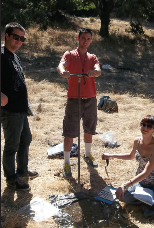 Students taking soil samples at the Preserve