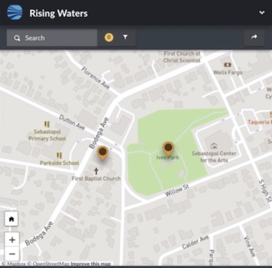 map with title Rising Waters