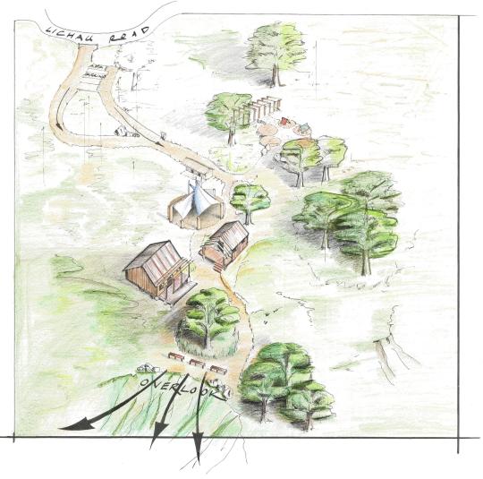 3-D drawing of campground buildings