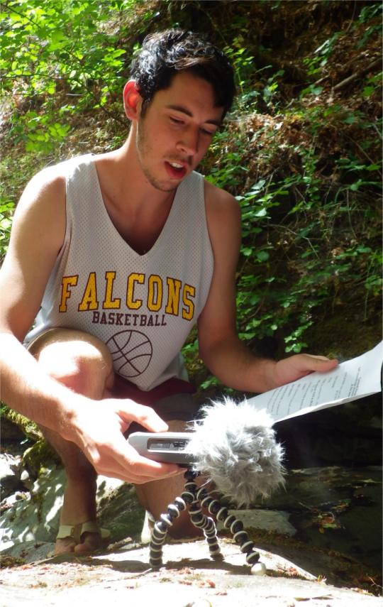 Student using equipment in the field