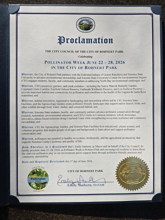 Proclamation_CityOfRohnertPark_PollinatorWeek